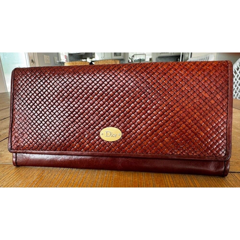 Dior Vintage Brown Leather Bifold Old Money Long Wallet
